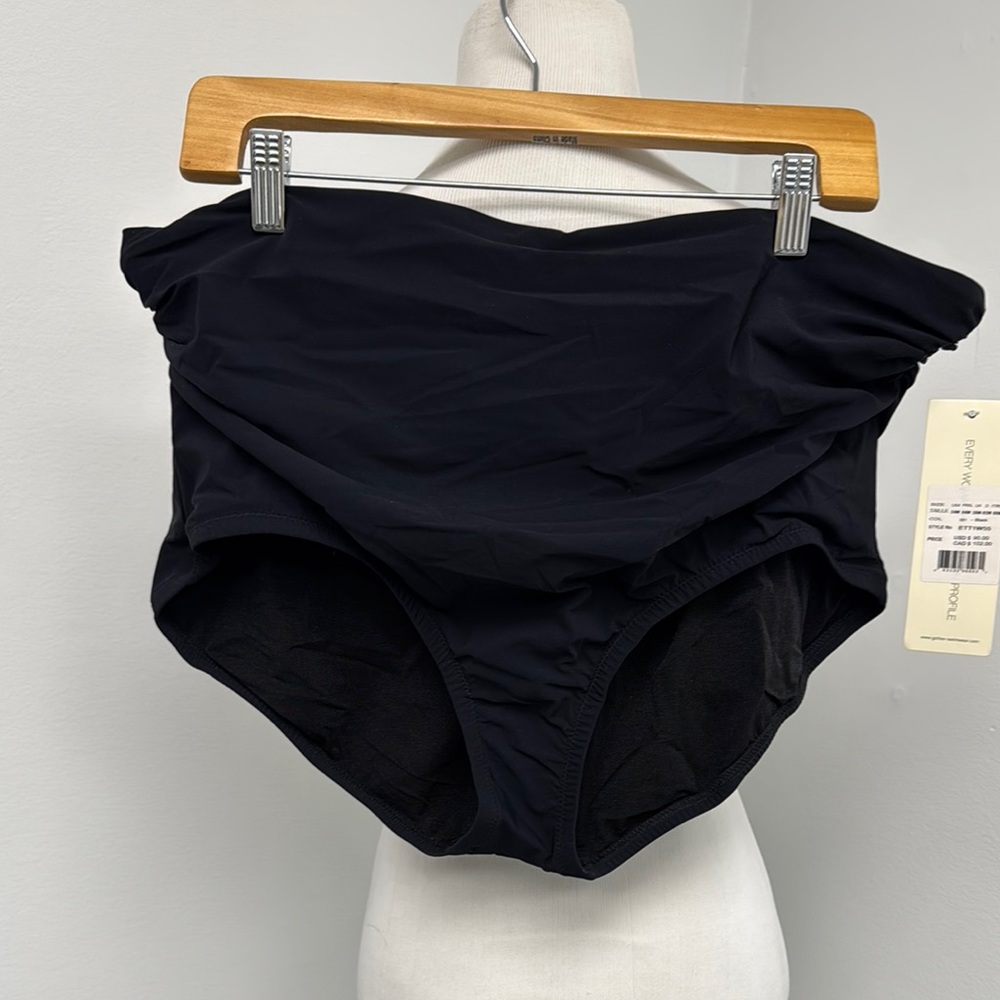 Profile by Gottex 24W  High-Waisted Black Swim Bottoms NWT